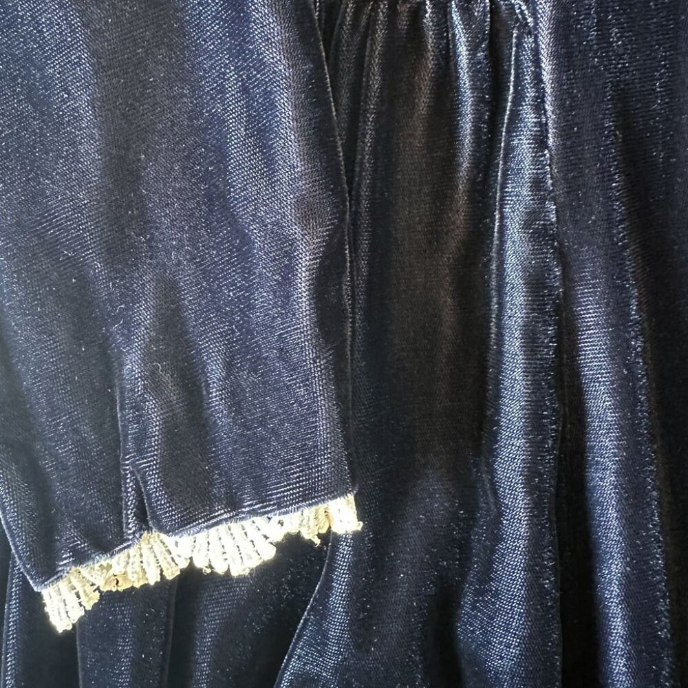 Vintage Navy Velvet Dress 6 Lace Collar Whimsigoth Goth Victorian Dark Romance - Picture 8 of 12
